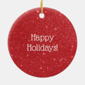 Festivals Ho Ho Ho auf rotem Glitzer Hintergrund Keramik Ornament (Hinten)