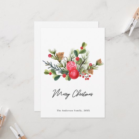 Festivals Holly Berry Frohe Weihnachtsgrüßkarte Einladung (Vorderseite/Rückseite Beispiel)