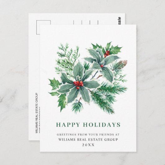 Festivals Holly Berry Weihnachtsgrüße Postkarte (Vorne/Hinten)