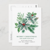 Festivals Holly Berry Weihnachtsgrüße Postkarte (Vorne/Hinten)