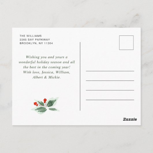 Festivals Holly Berry Weihnachtsgrüße Postkarte (Rückseite)