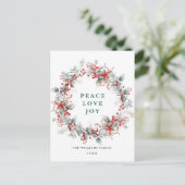 Festivals Holly Berry Weihnachtskranz Feiertagspostkarte (Stehend Vorderseite)