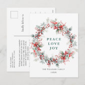 Festivals Holly Berry Weihnachtskranz Feiertagspostkarte (Vorne/Hinten)