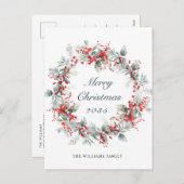 Festivals Holly Berry Weihnachtskranz Feiertagspostkarte (Vorne/Hinten)