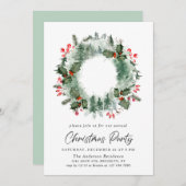 Festivals Holly Berry Wreath Weihnachtsfeiertag Pa Einladung (Vorne/Hinten)
