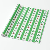 Festivals Holly Green Stripes Weihnachten Geschenkpapier (Ungerollt)