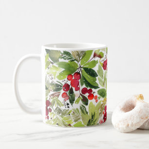 Festivals Holry und Evergreen Wasserfarbe Kaffeetasse