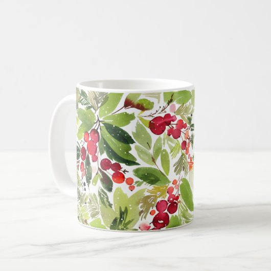 Festivals Holry und Evergreen Wasserfarbe Kaffeetasse (Vorderseite Links)