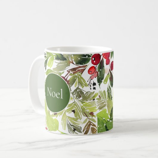Festivals Holry und Evergreen Wasserfarbe Kaffeetasse (Vorderseite Links)