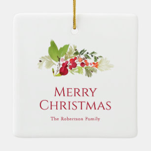 Festivals Holry und Evergreen Wasserfarbe Keramikornament