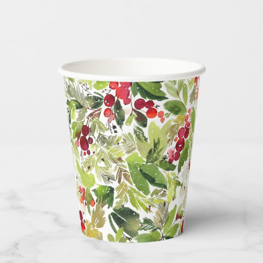 Festivals Holry und Evergreen Wasserfarbe Pappbecher (Rückseite)