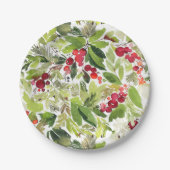Festivals Holry und Evergreen Wasserfarbe Pappteller (Vorderseite)