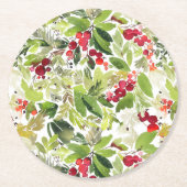 Festivals Holry und Evergreen Wasserfarbe Runder Pappuntersetzer (Vorderseite)