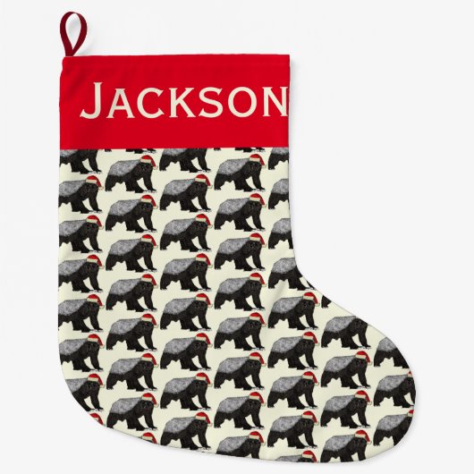 Festivals Honey Badger Badass Santa Animal Add Nam Großer Weihnachtsstrumpf (Vorderseite)