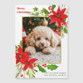 Festivals Hund Foto Red Christmas Poinsettia Magne Magnetkarte (Vorderseite)