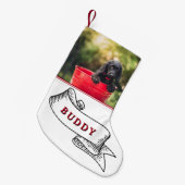 Festivals Hund Foto und Name Ribbon Kleiner Weihnachtsstrumpf (Vorderansicht (hängend))