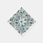 Festivals Icy Blue und White Poinsettia Dekoupage Serviette (Ecke)
