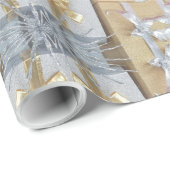 Festivals Imitate Gold Silver Ribbon Muster Weihna Geschenkpapier (Rolleneckpunkt)