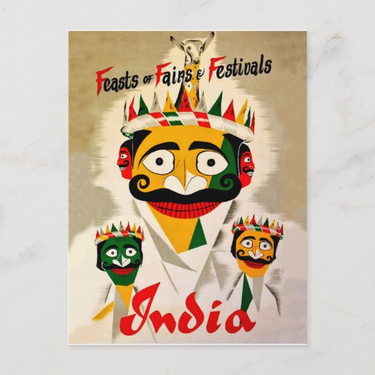 Festivals in Indien, Reiseplakat für Jahrgänge Postkarte (Vorderseite)