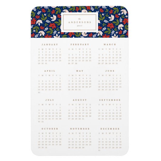 Festivals in Navy 4x6 Jahr Kalender Magnet (Vertikal)