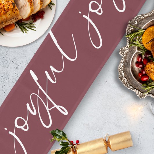 Festivals Joyful White Calligraphy Burgundy Großer Tischläufer