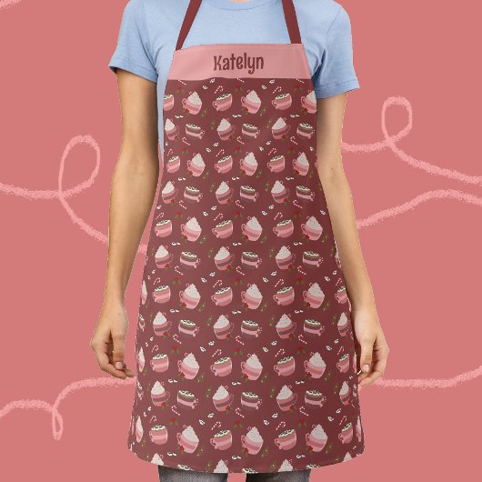 Festivals Kakao Tasse Doodle Muster Schürze mit Na