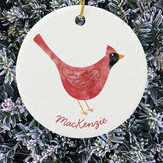 Festivals Kardinal Bird Watercolor Personalisiert Keramik Ornament