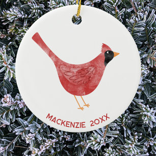 Festivals Kardinal Bird Watercolor Personalisierte Keramik Ornament