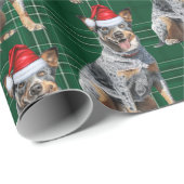 Festivals Kariert Blue Heeler Santa Dog Weihnachte Geschenkpapier (Rolleneckpunkt)
