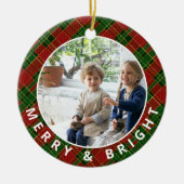Festivals Kariert Merry & Bright Foto Keepake Keramik Ornament (Vorne)
