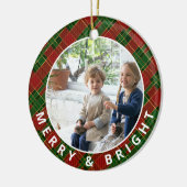 Festivals Kariert Merry & Bright Foto Keepake Keramik Ornament (Links)