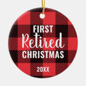 Festivals Kariert Personalisiert Erste Weihnachtsm Keramik Ornament (Vorne)