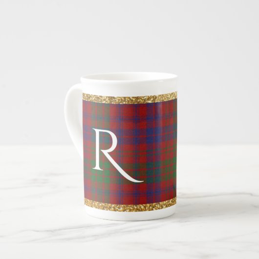 Festivals Karierte Mit Monogramm China Tasse (Vorderseite Links)
