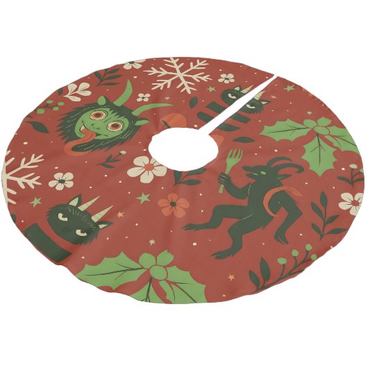 Festivals Krampusmuster Polyester Weihnachtsbaumdecke (Schrägansicht)