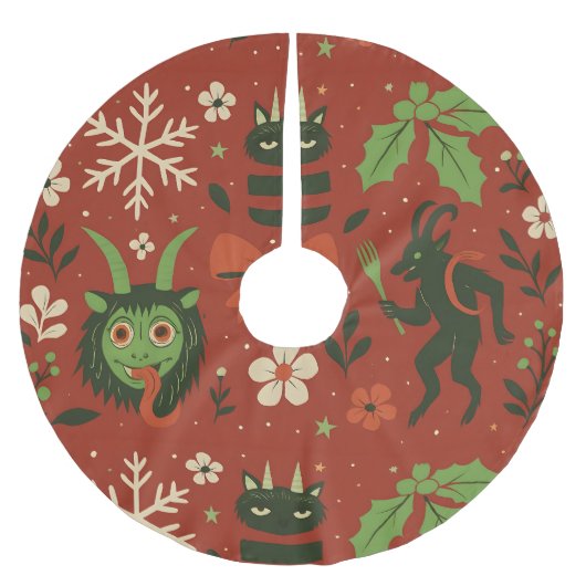 Festivals Krampusmuster Polyester Weihnachtsbaumdecke (Vorderseite)