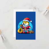 Festivals Krypto Dog - Pixel Art Christmas Design Karte (Vorderseite/Rückseite Beispiel)