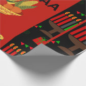 Festivals Kwanzaa Design mit Kinara, Obst und Gi Geschenkpapier (Ecke)