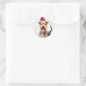 Festivals Lakeland Terrier Woof Word Art Weihnacht Runder Aufkleber (Tasche)