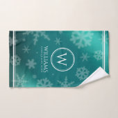 Festivals Light Blue Foil Snowflakes Monogram Name Badhandtuch Set (Handtuch)