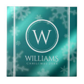 Festivals Light Blue Foil Snowflakes Monogram Name Fliese (Vorderseite)