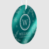 Festivals Light Blue Foil Snowflakes Monogram Name Ornament (Vorderseite)