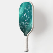 Festivals Light Blue Foil Snowflakes Monogram Name Pickleball Schläger (Links)