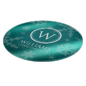 Festivals Light Blue Foil Snowflakes Monogram Name Schneidebrett (Ecke)