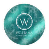 Festivals Light Blue Foil Snowflakes Monogram Name Schneidebrett (Vorderseite)