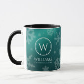 Festivals Light Blue Foil Snowflakes Monogram Name Tasse (Links)
