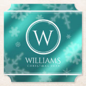 Festivals Light Blue Foil Snowflakes Monogram Name Untersetzer (Vorderseite)