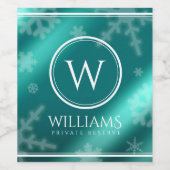 Festivals Light Blue Foil Snowflakes Monogram Name Weinetikett (Einzelnes Label)