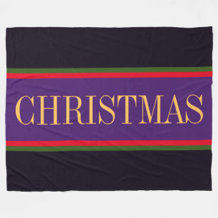 Festivals Lila Black Red Green CHRISTMAS Streifen Fleecedecke