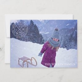 Festivals Logo Dusty Blue Holiday Foto Card Feiertagskarte