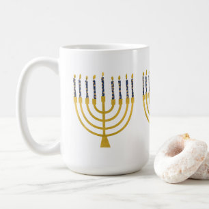 Festivals Menorah Hanukkah Blue Candles Illustrati Kaffeetasse